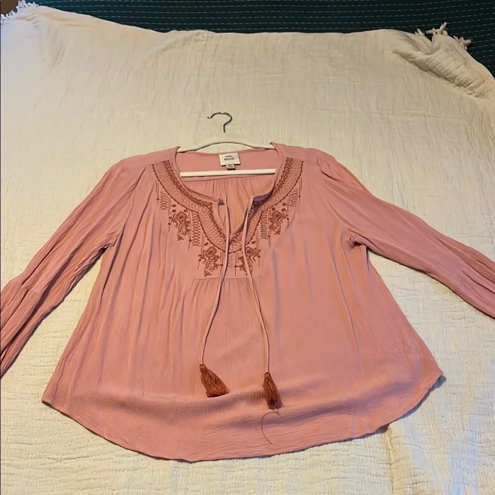 Knox Rose Pink Tie Front Embellished Blouse - Picture 1 of 7